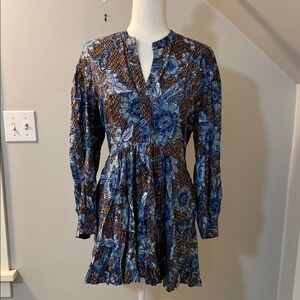 MISA Los Angeles Nolan Mini dress in Blue Sunflower print size small